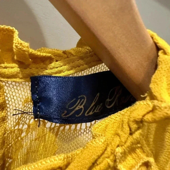 Blue Rain Mustard Embroidered Dress- Size Small - Picture 3 of 7